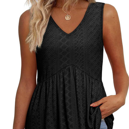 ⏳Begrenzte Zeit 50% Rabatt💥Lässiges ärmelloses Damen-Top mit V-Ausschnitt und Blumenrüschen