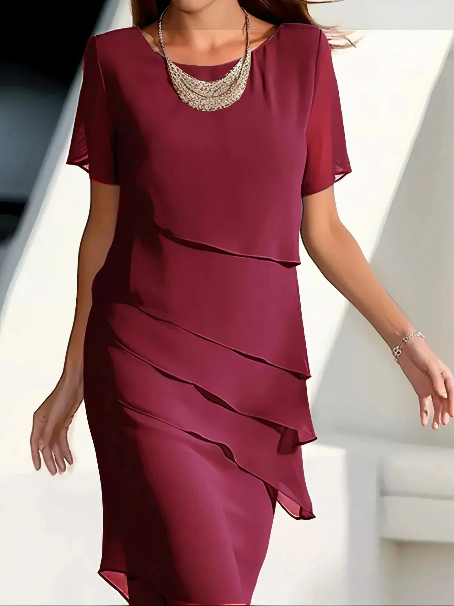 PLISSIERTES CHIFFONKLEID