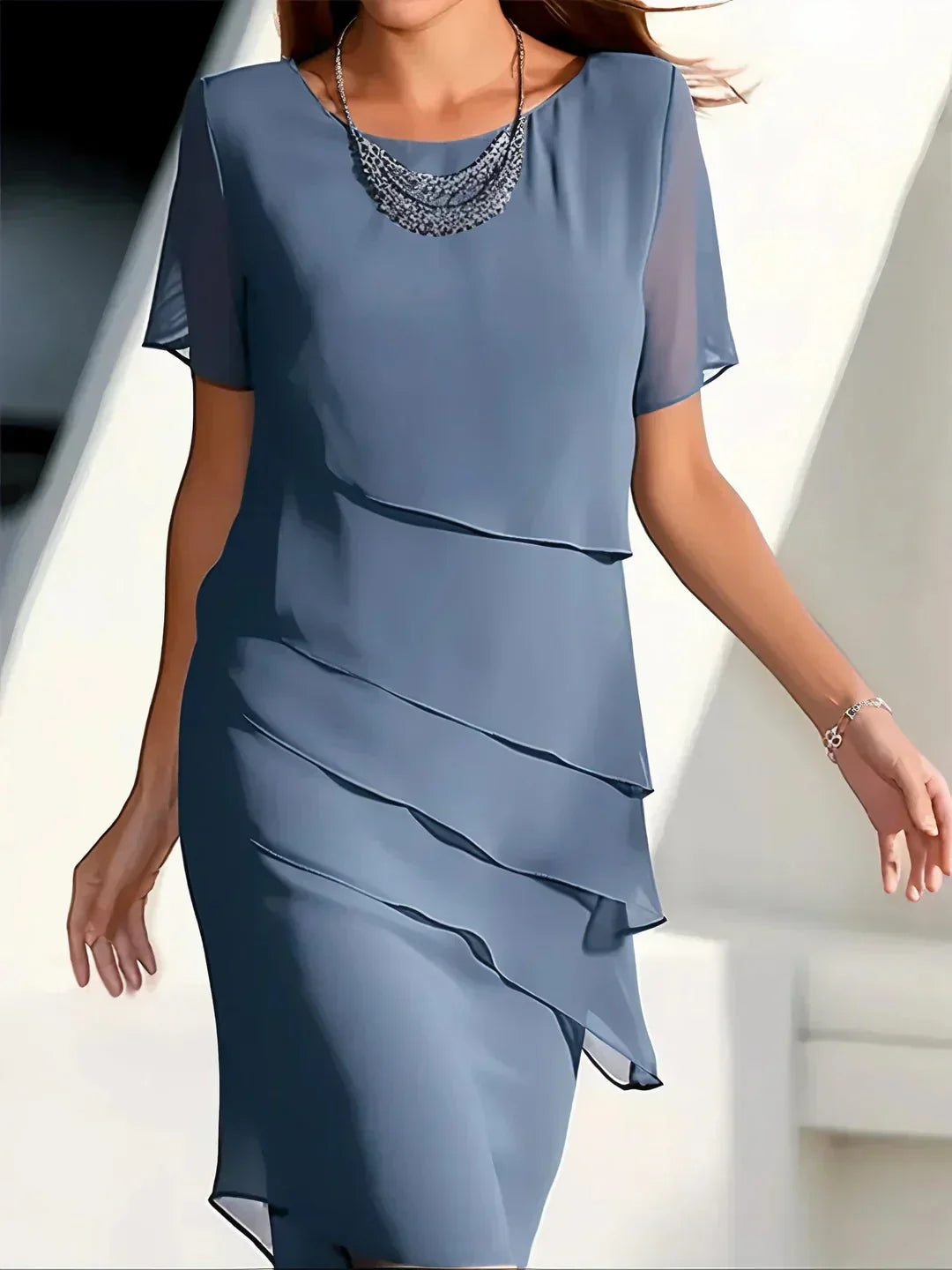 PLISSIERTES CHIFFONKLEID