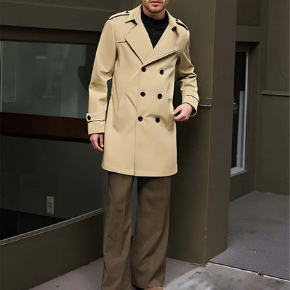Herren Slim-Fit Trenchcoat im Zweireiher-Stil