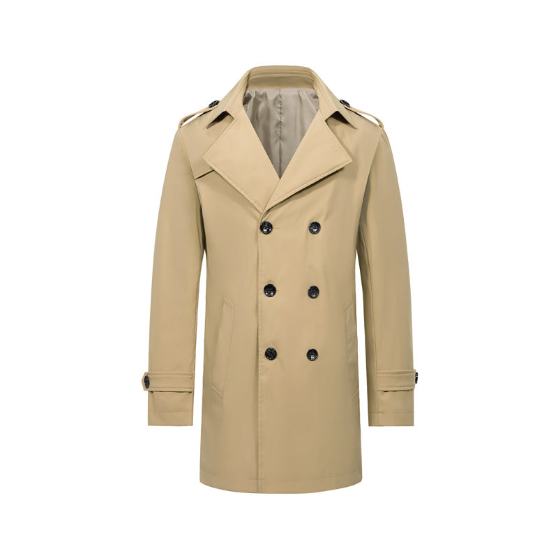 Herren Slim-Fit Trenchcoat im Zweireiher-Stil