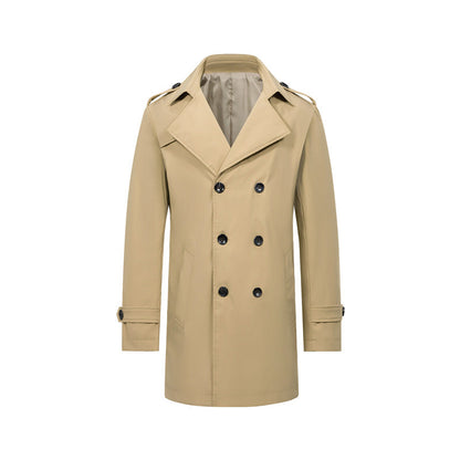 Herren Slim-Fit Trenchcoat im Zweireiher-Stil