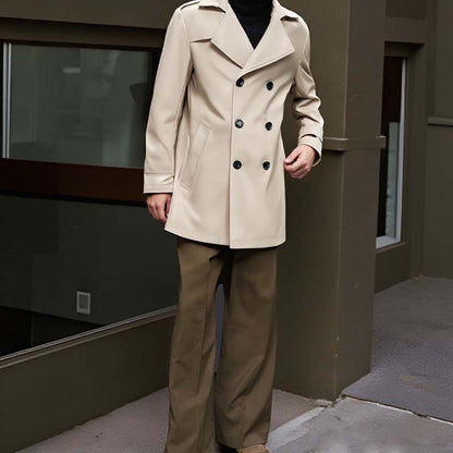 Herren Slim-Fit Trenchcoat im Zweireiher-Stil