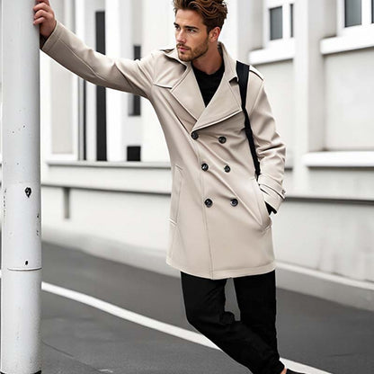 Herren Slim-Fit Trenchcoat im Zweireiher-Stil