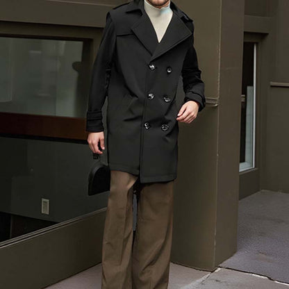 Herren Slim-Fit Trenchcoat im Zweireiher-Stil