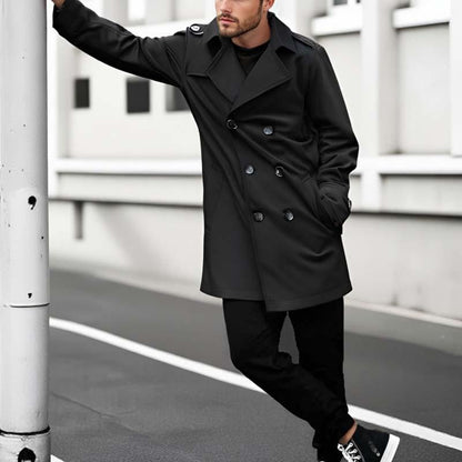 Herren Slim-Fit Trenchcoat im Zweireiher-Stil