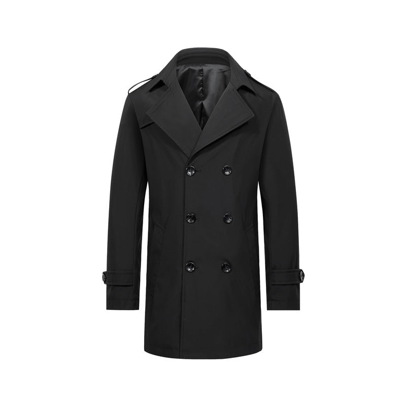 Herren Slim-Fit Trenchcoat im Zweireiher-Stil