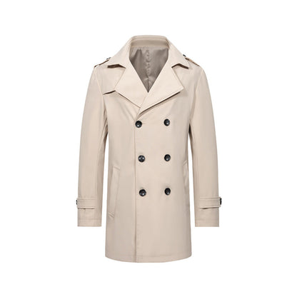 Herren Slim-Fit Trenchcoat im Zweireiher-Stil