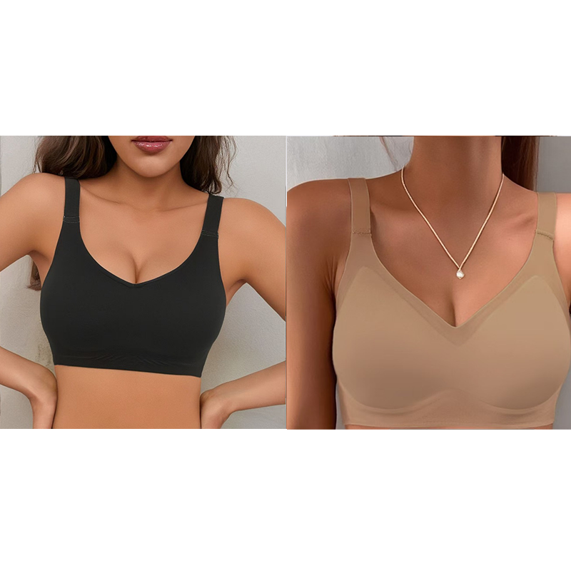 ✨ Nahtloser Damen-BH mit V-Ausschnitt – Bequem, atmungsaktiv & ideal für Sport & Freizeit!