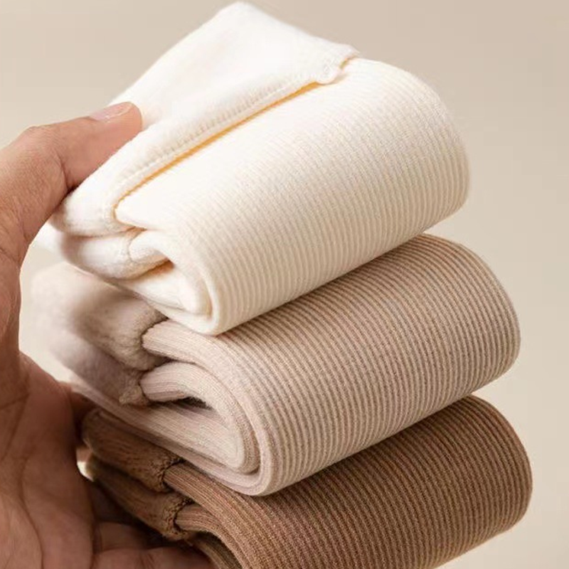 🧦Dicke, warme Socken in Einfarbe bis zur Wade für Frauen（3 Paar）