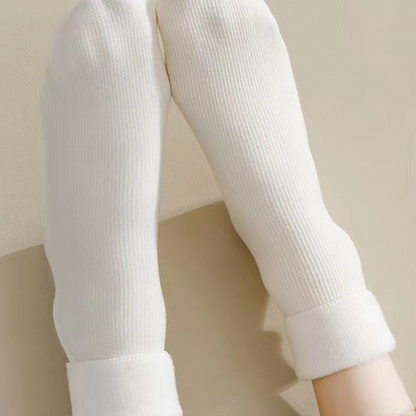 🧦Dicke, warme Socken in Einfarbe bis zur Wade für Frauen（3 Paar）