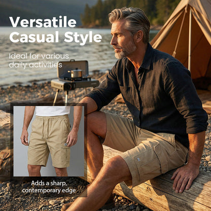 📢📢50 % Rabatt!! ⏰Leichte Cargoshorts – Atmungsaktives Material, knielang. Sichere Taschen für Handy und Schlüssel. Bequem den ganzen Tag. ✅☀️