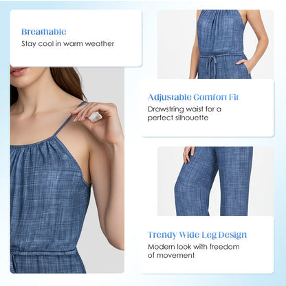 Ärmelloser Sommer-Jumpsuit für Damen mit Kordelzug in der Taille