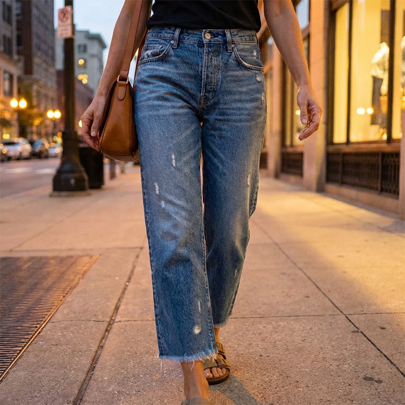 ✨🔥Damen-Retro-Cropped-Straight-Leg-Jeans👖