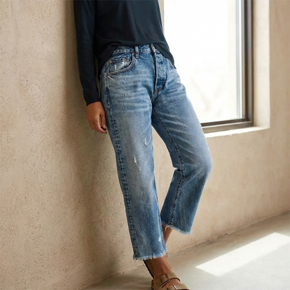 ✨🔥Damen-Retro-Cropped-Straight-Leg-Jeans👖