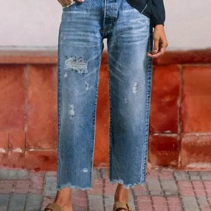 ✨🔥Damen-Retro-Cropped-Straight-Leg-Jeans👖