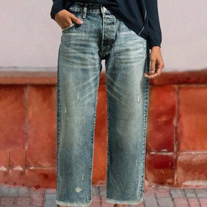 ✨🔥Damen-Retro-Cropped-Straight-Leg-Jeans👖