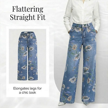 🥳Jetzt 50% reduziert!👖 Blumen-Jeans für Damen – gerade geschnitten & trendy 🌿 + Kostenloser Versand ab 2 Artikeln ✨