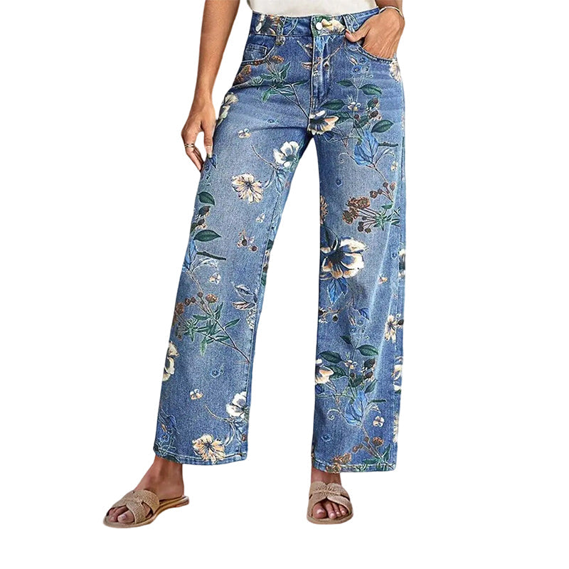🥳Jetzt 50% reduziert!👖 Blumen-Jeans für Damen – gerade geschnitten & trendy 🌿 + Kostenloser Versand ab 2 Artikeln ✨
