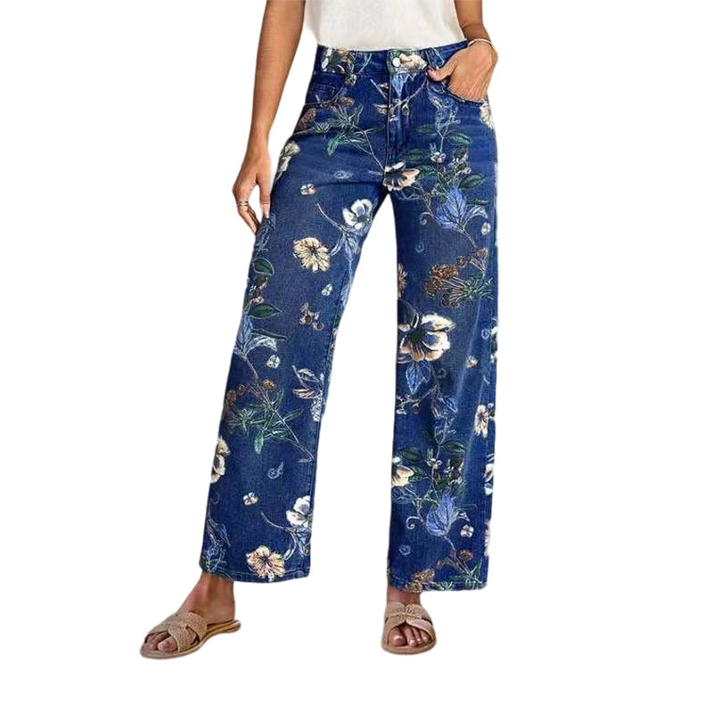 🥳Jetzt 50% reduziert!👖 Blumen-Jeans für Damen – gerade geschnitten & trendy 🌿 + Kostenloser Versand ab 2 Artikeln ✨