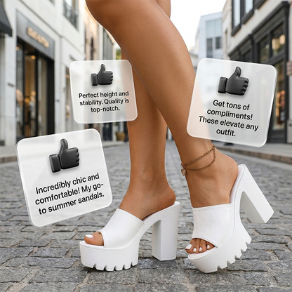 💥Letzter Tag mit Preisnachlass！✨Sandalen mit hohen Absätzen und offener Zehenpartie – Modische Blockabsätze, höhenverstärkend und bequem 🌸