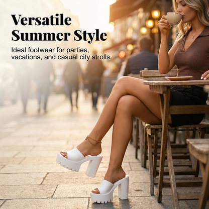 💥Letzter Tag mit Preisnachlass！✨Sandalen mit hohen Absätzen und offener Zehenpartie – Modische Blockabsätze, höhenverstärkend und bequem 🌸