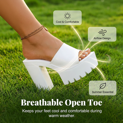 💥Letzter Tag mit Preisnachlass！✨Sandalen mit hohen Absätzen und offener Zehenpartie – Modische Blockabsätze, höhenverstärkend und bequem 🌸