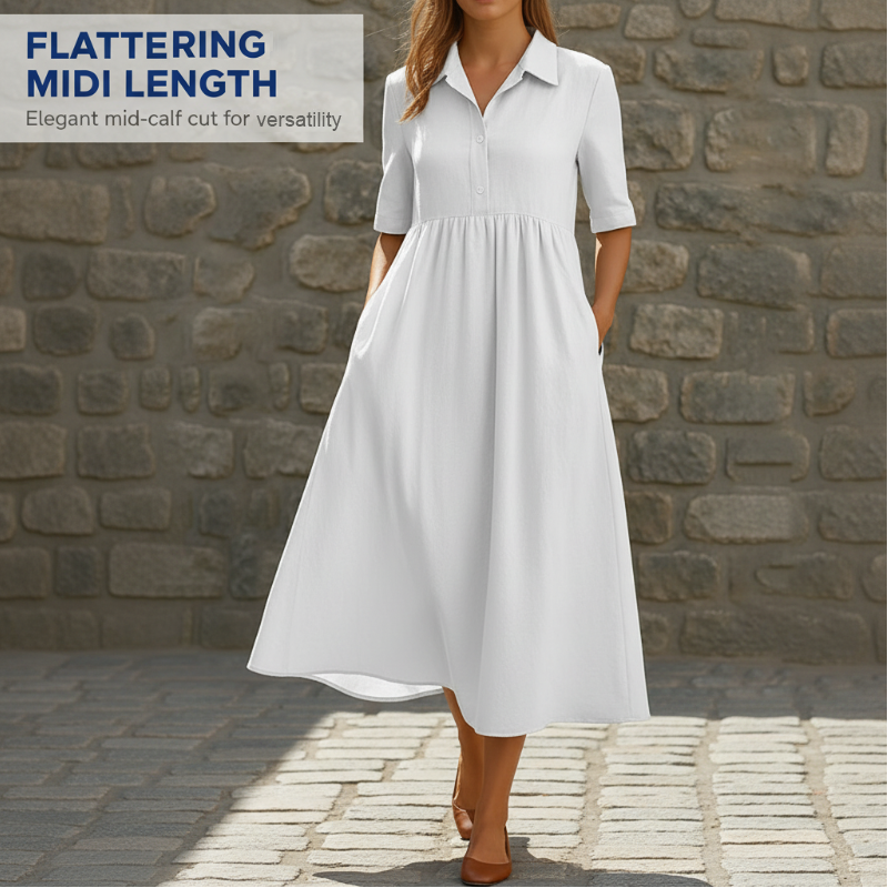 Lässiges Midi-Shirtkleid für Damen mit hoher Taille