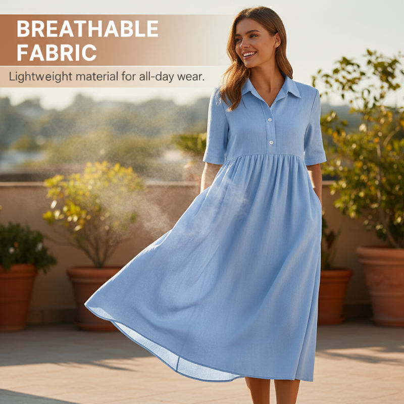 Lässiges Midi-Shirtkleid für Damen mit hoher Taille