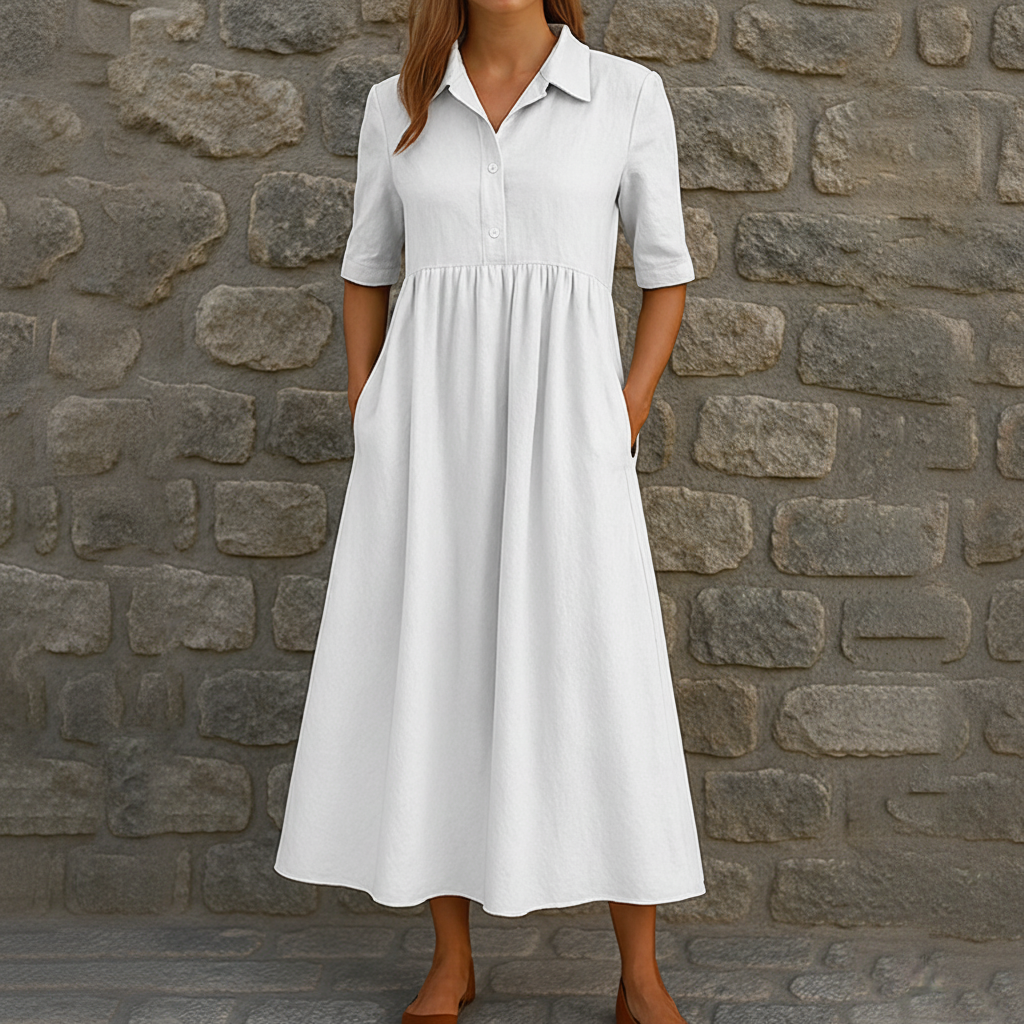 Lässiges Midi-Shirtkleid für Damen mit hoher Taille