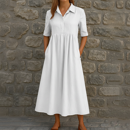 Lässiges Midi-Shirtkleid für Damen mit hoher Taille