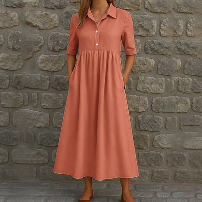Lässiges Midi-Shirtkleid für Damen mit hoher Taille