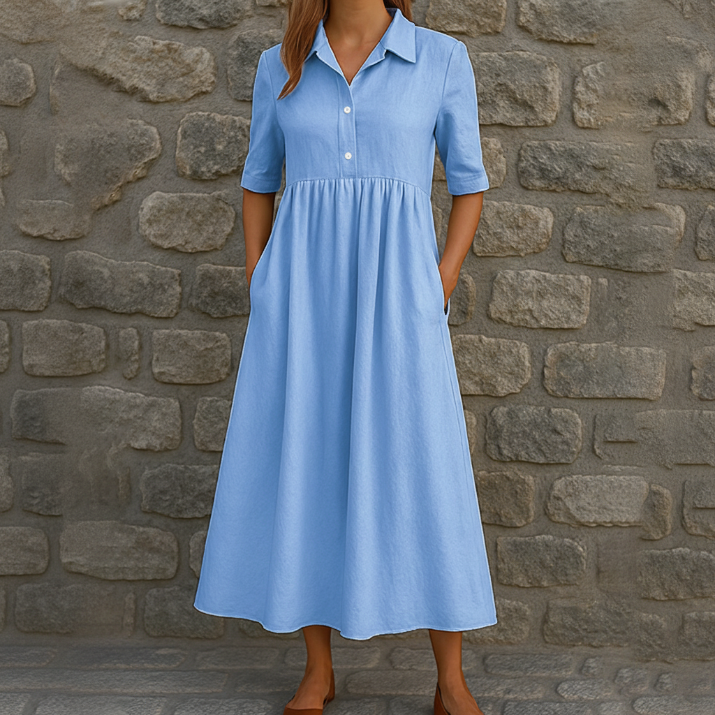 Lässiges Midi-Shirtkleid für Damen mit hoher Taille