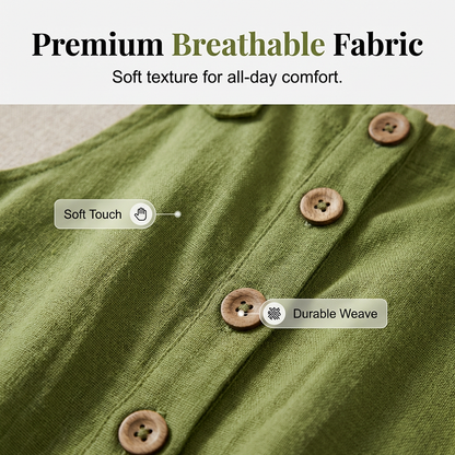 👖JETZT 50 % RABATT! 🌿 Lässige Damen-Latzhose mit Knopfleiste – Verstellbare Träger, atmungsaktives Material & bequeme Passform