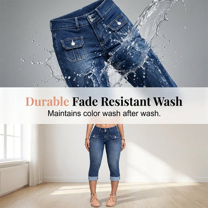 Caprihose für Damen aus Stretch-Denim in Slim-Fit-Passform