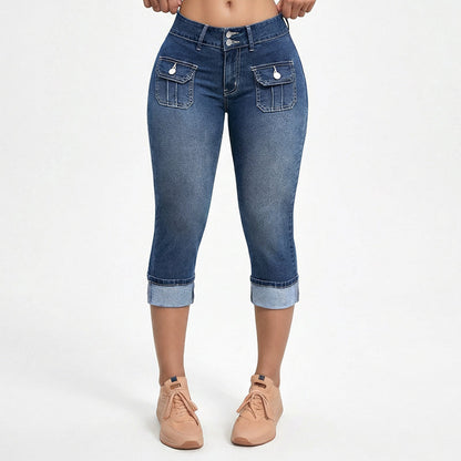 Caprihose für Damen aus Stretch-Denim in Slim-Fit-Passform