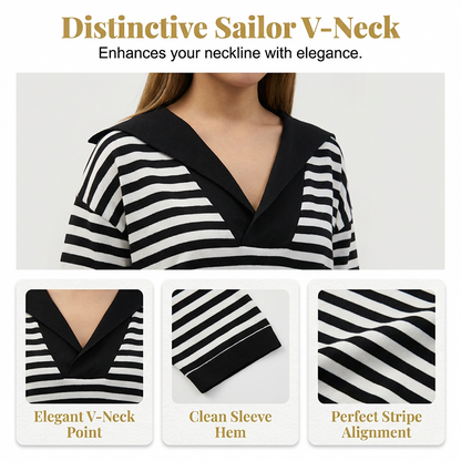👚 50% RABATT! 🔥 Damen Gestreiftes V-Ausschnitt Oberteil & Hosen-Set – Bequemer Schnitt, Stilvolles Design & Perfekt Für Einen Lässigen Look 💃
