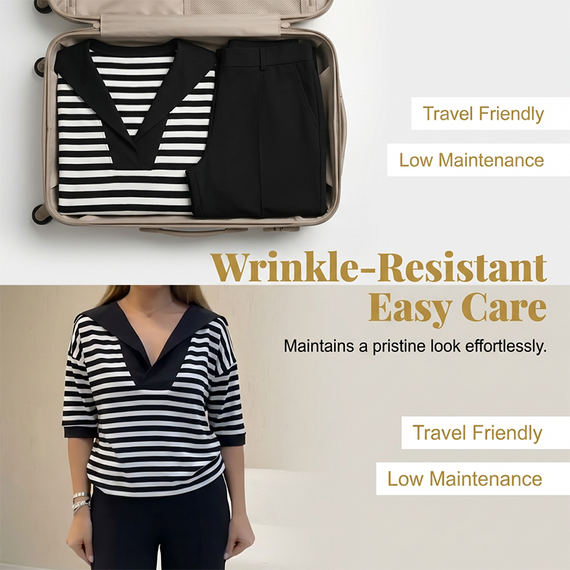 👚 50% RABATT! 🔥 Damen Gestreiftes V-Ausschnitt Oberteil & Hosen-Set – Bequemer Schnitt, Stilvolles Design & Perfekt Für Einen Lässigen Look 💃