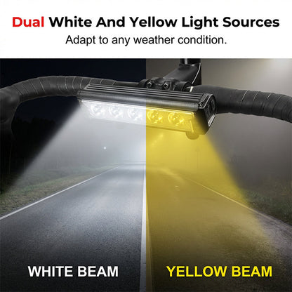 2000 LM Dual-Beam-Fahrradlampe, über USB aufladbar, wasserdichter, heller Fahrradscheinwerfer, Frontlampe mit einstellbarem Lichtstrahl für Nachtfahrten und Mountainbiking