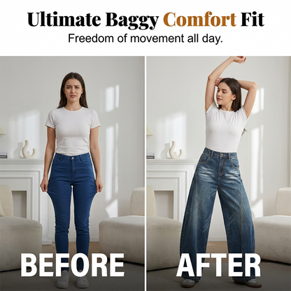 Lässige Damenjeans mit hoher Taille und ausgestelltem Bein