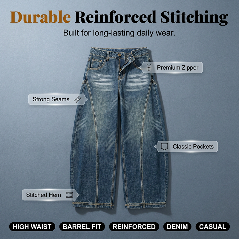 Lässige Damenjeans mit hoher Taille und ausgestelltem Bein