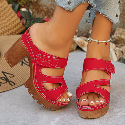 Damen-Sandalen mit Blockabsatz und Riemchen