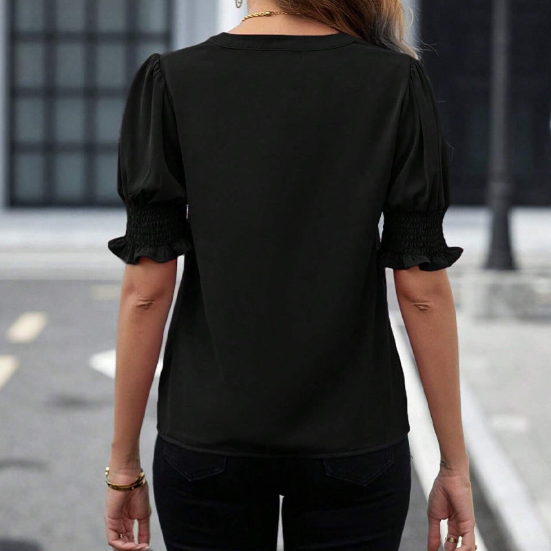 ✨Sonderpreis am letzten Tag!!💥Elegante Damenbluse mit V-Ausschnitt und Puffärmeln🌺