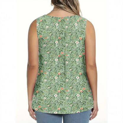 👕 LIMITIERTES ANGEBOT: 50% RABATT! ☀️ Ärmelloses Damen-Top – Mit Print, Knopfleiste & Leichtem Stoff ✨