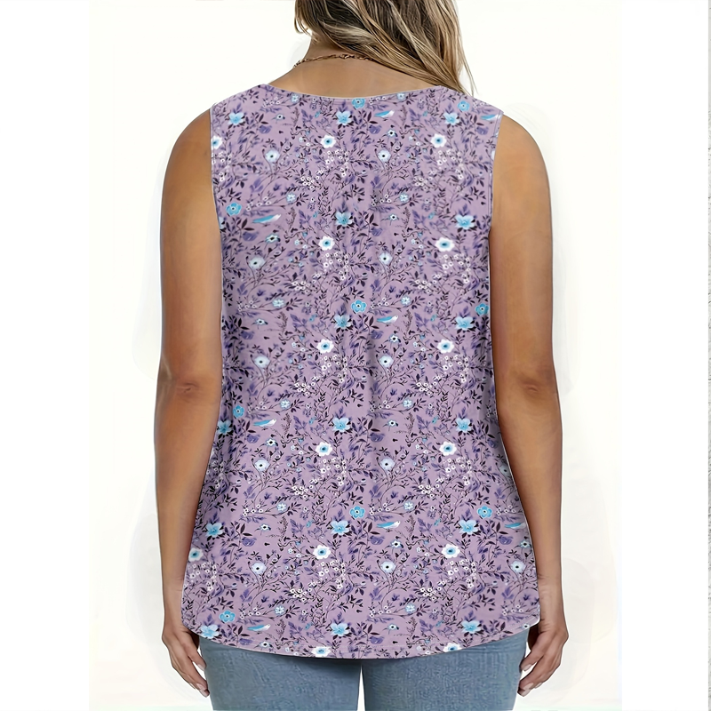 👕 LIMITIERTES ANGEBOT: 50% RABATT! ☀️ Ärmelloses Damen-Top – Mit Print, Knopfleiste & Leichtem Stoff ✨