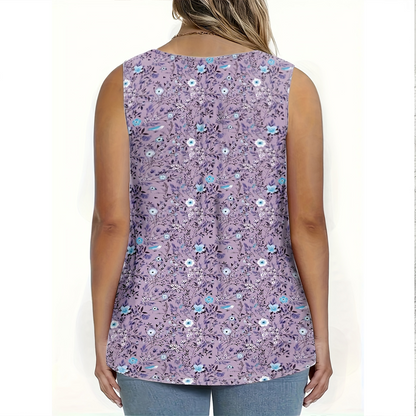 👕 LIMITIERTES ANGEBOT: 50% RABATT! ☀️ Ärmelloses Damen-Top – Mit Print, Knopfleiste & Leichtem Stoff ✨