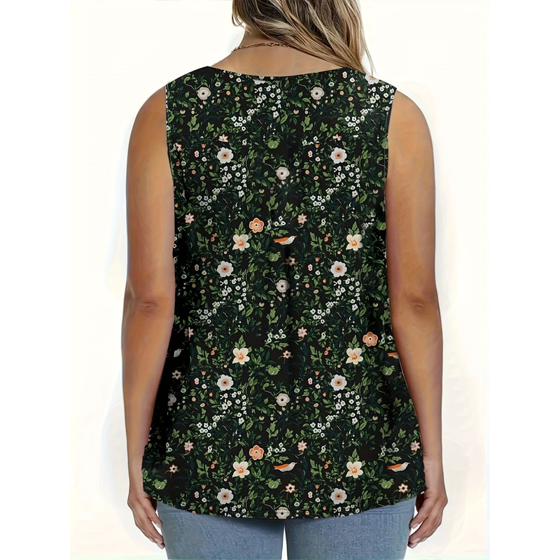 👕 LIMITIERTES ANGEBOT: 50% RABATT! ☀️ Ärmelloses Damen-Top – Mit Print, Knopfleiste & Leichtem Stoff ✨