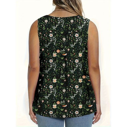 👕 LIMITIERTES ANGEBOT: 50% RABATT! ☀️ Ärmelloses Damen-Top – Mit Print, Knopfleiste & Leichtem Stoff ✨