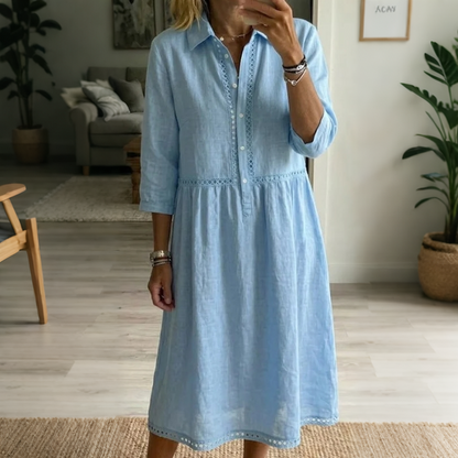 Elegantes Midikleid mit Kragen und Spitzendetails