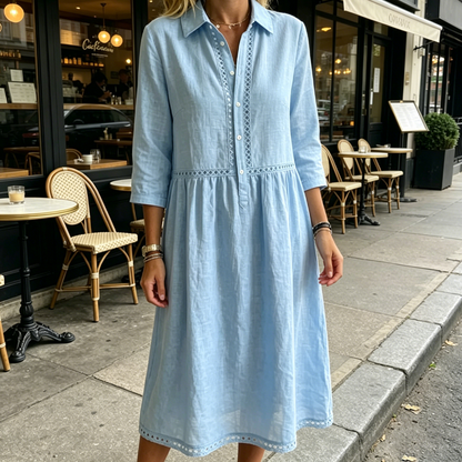 Elegantes Midikleid mit Kragen und Spitzendetails